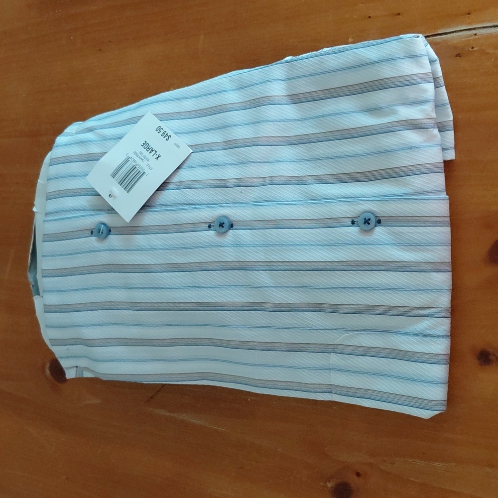 Nwt Tasso Elba Light Blue Striped Button Down Shirt Mens XL - Picture 2 of 4